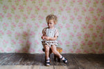 Little Cotton Clothes Dhalia Romper in Straw Check
