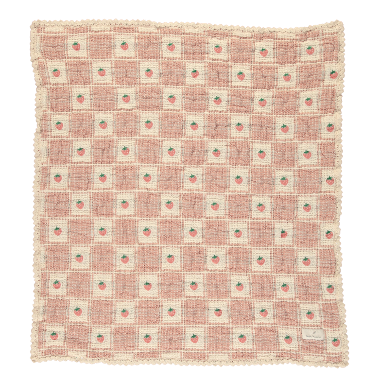 Bebe Organic Summer Strawberry Waffle Baby Blanket
