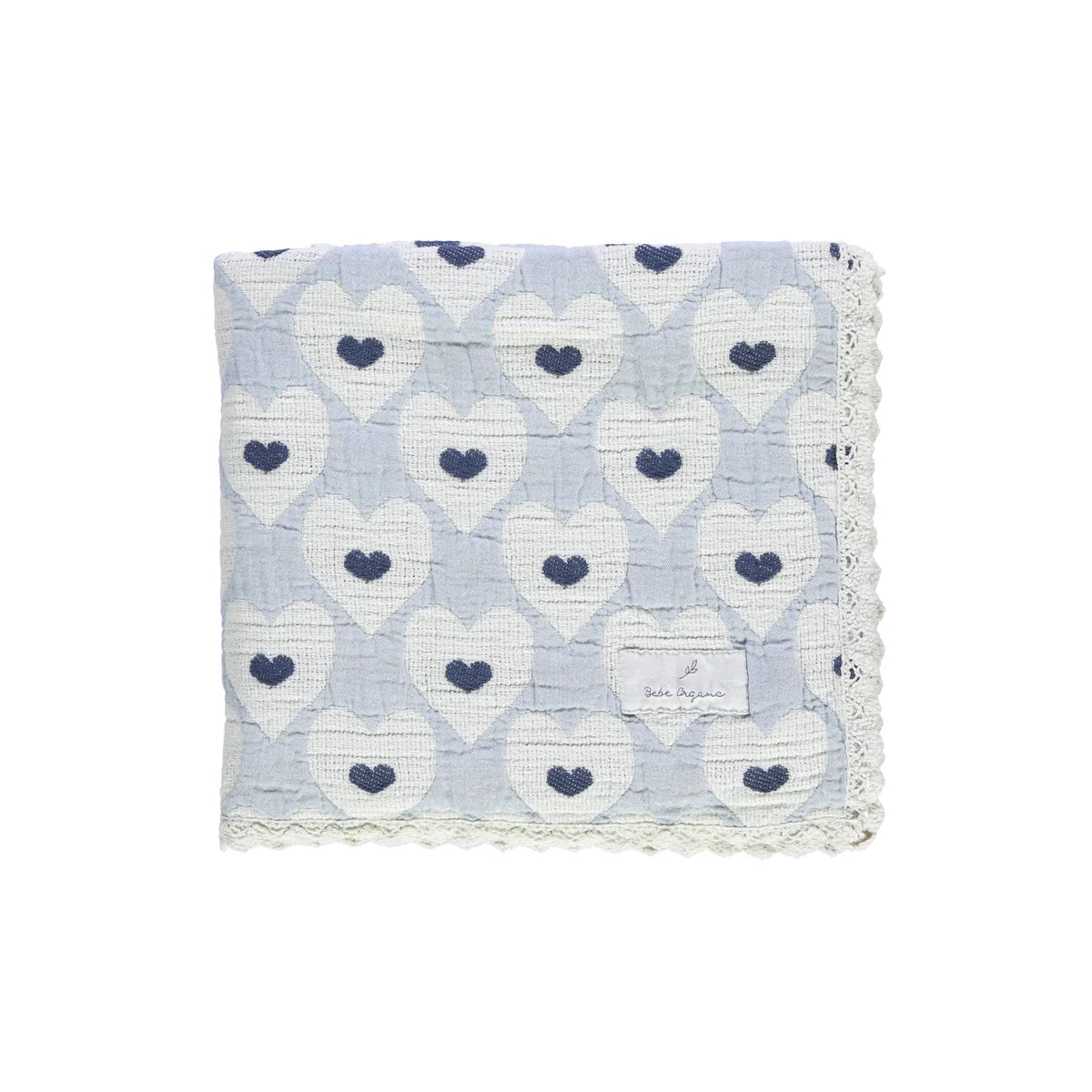 Bebe Organic Love Blue Heart Baby Blanket