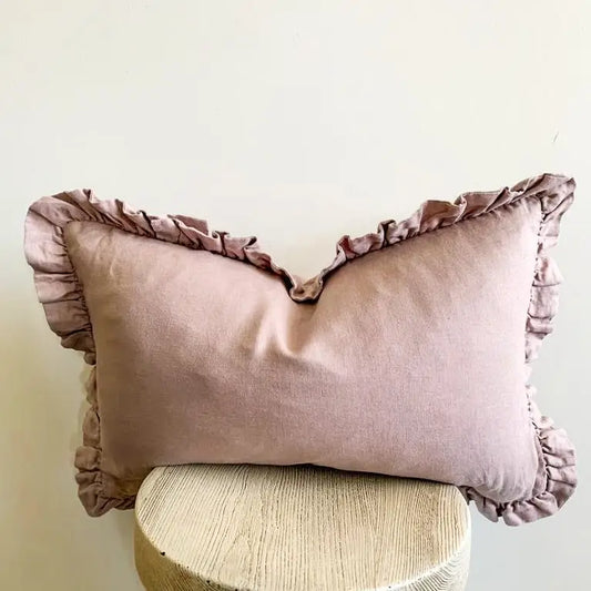 Mama and Tochter Linen Ruffle Lumbar - Lilac