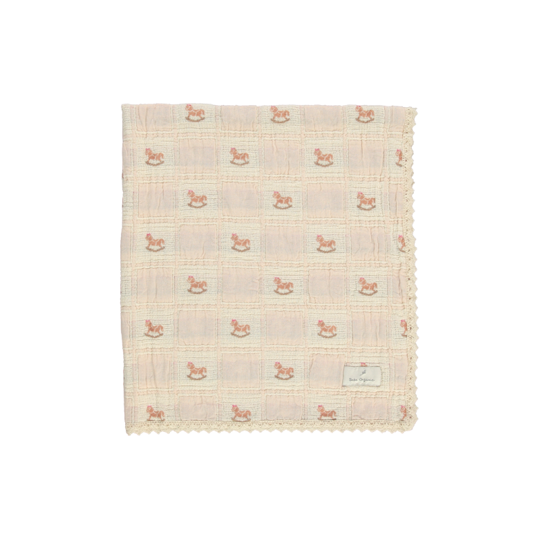 Bebe Organic Rocking Horse Shell Pink Baby Blanket