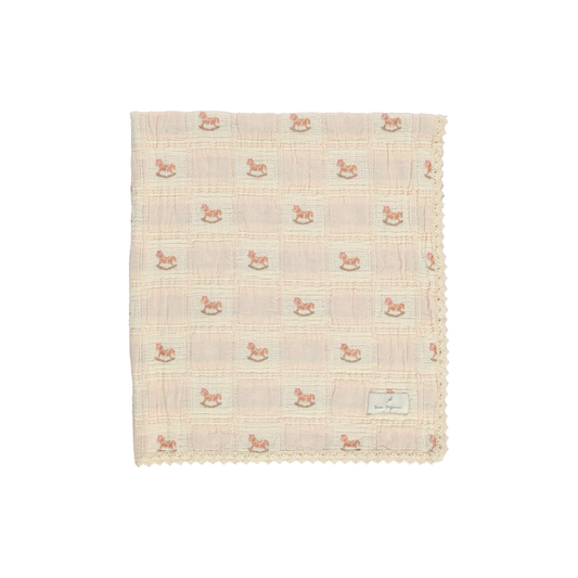 Bebe Organic Rocking Horse Shell Pink Baby Blanket