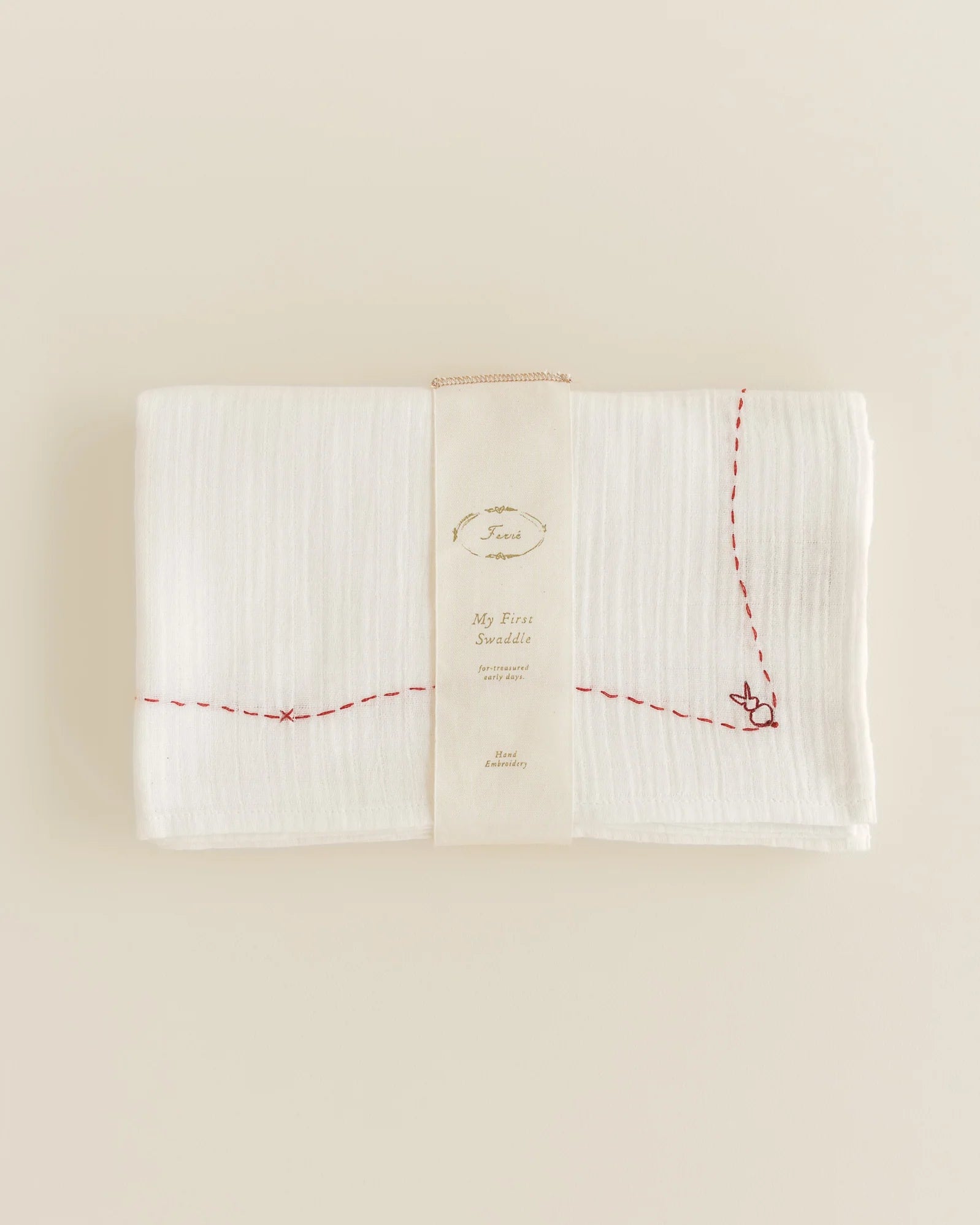 ferne baby Embroidered Swaddle - Folk Bunny