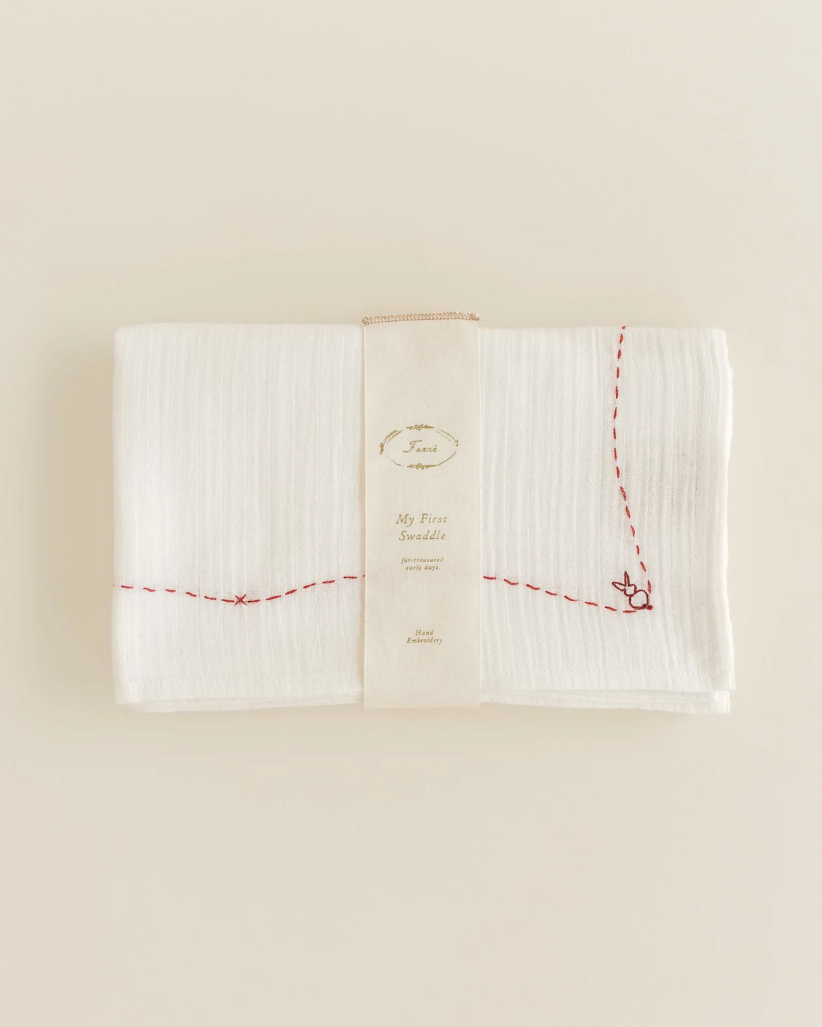 ferne baby Embroidered Swaddle - Folk Bunny