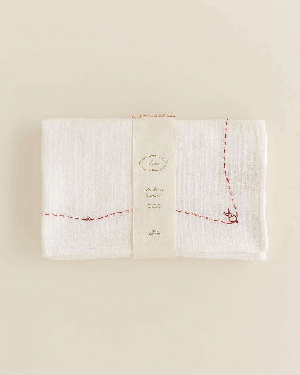 ferne baby Embroidered Swaddle - Folk Bunny