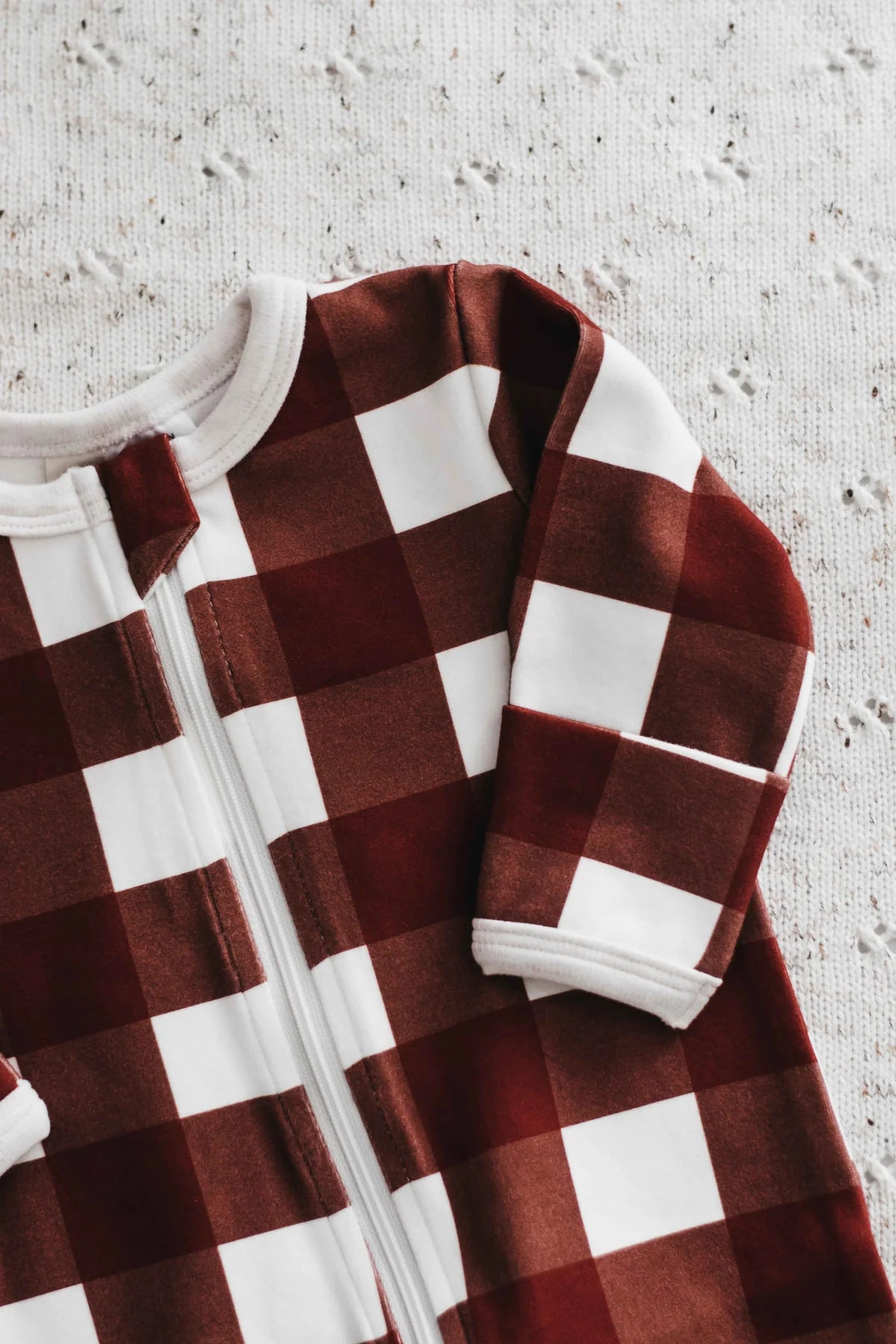 Bencer and Hazelnut Red Gingham Zipsuit