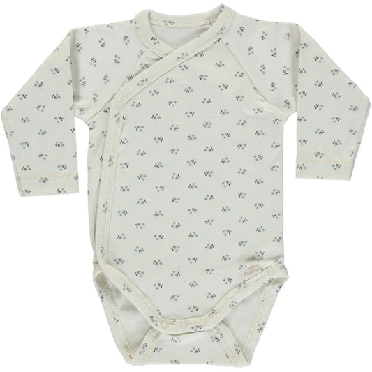 Poudre Organic Lierre Long Sleeved Bodysuit in Blue Serf