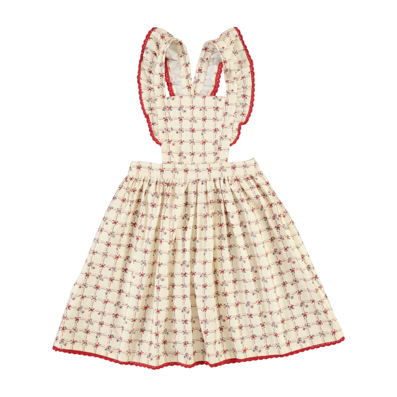 Bebe Organic Lissy Apron Dress - Geometric Roses