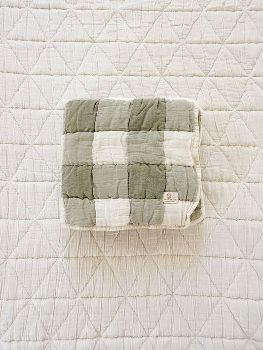 New Grain Heritage Plaid Baby Quilt - Basil