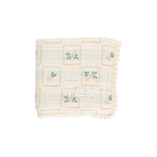Bebe Organic Floral Waffle Pink Framed Baby Blanket