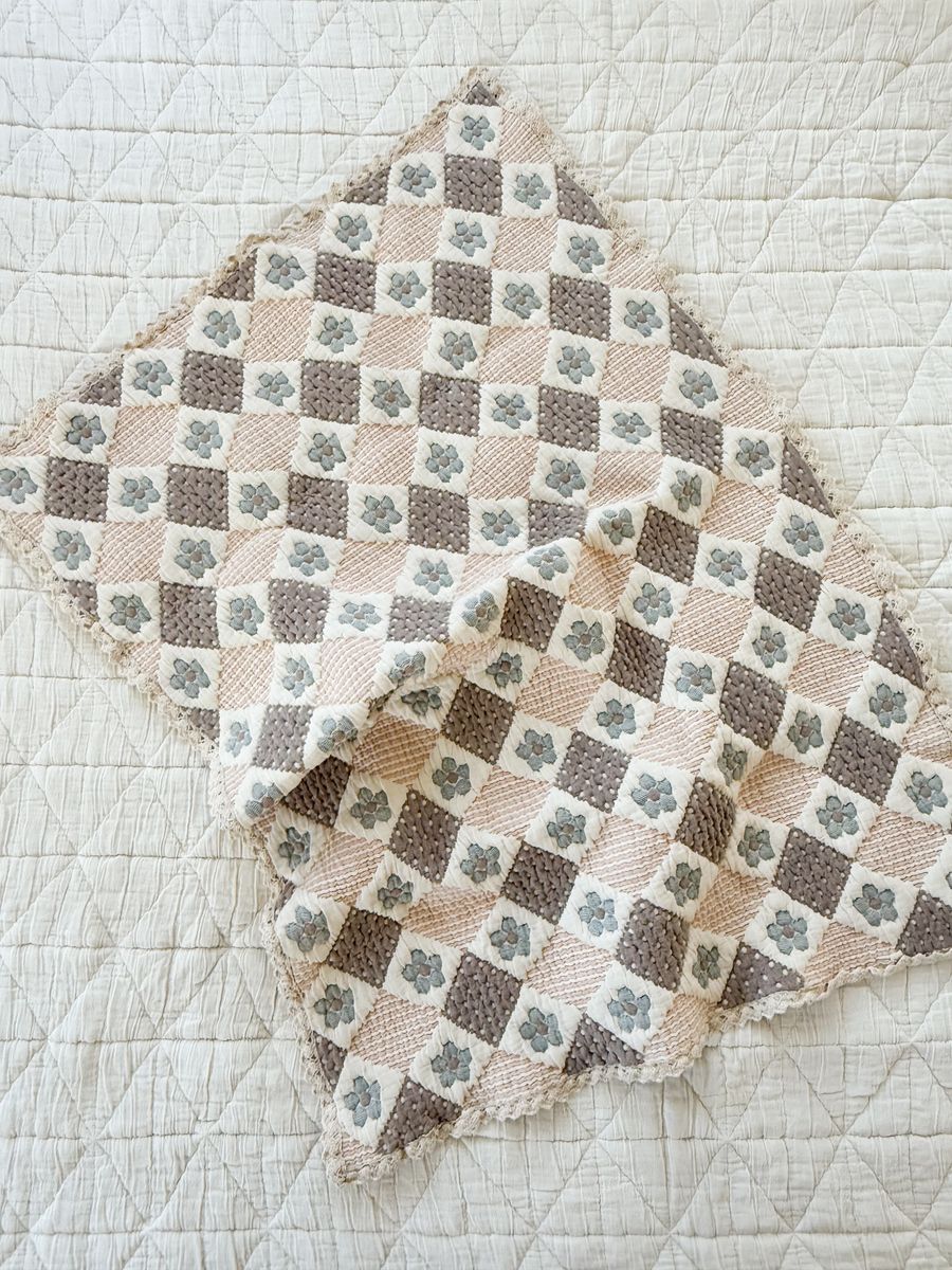 New Grain Prairie Baby Quilt - Blush & Chambray