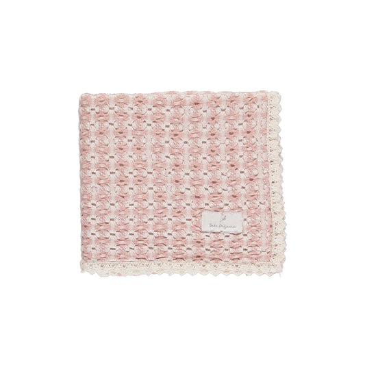 Bebe Organic Crochet Baby Blanket Pink Retro