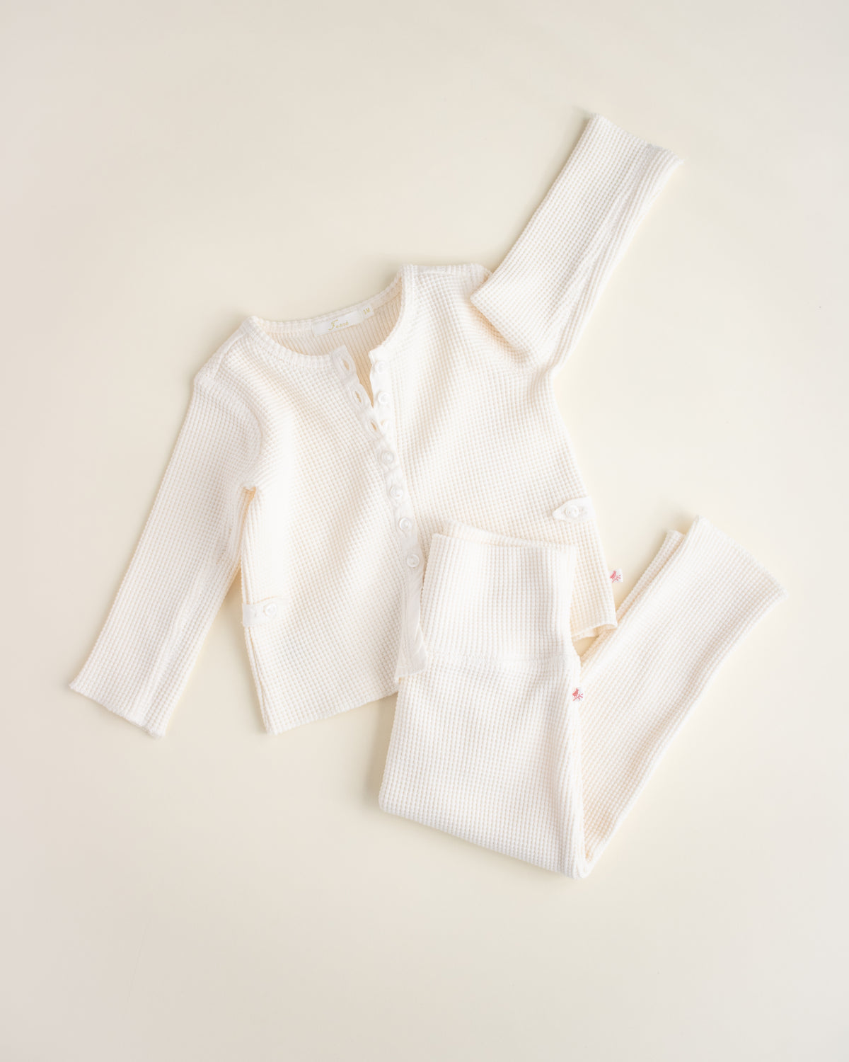 ferne baby Waffle Cardigan Set - Ecru