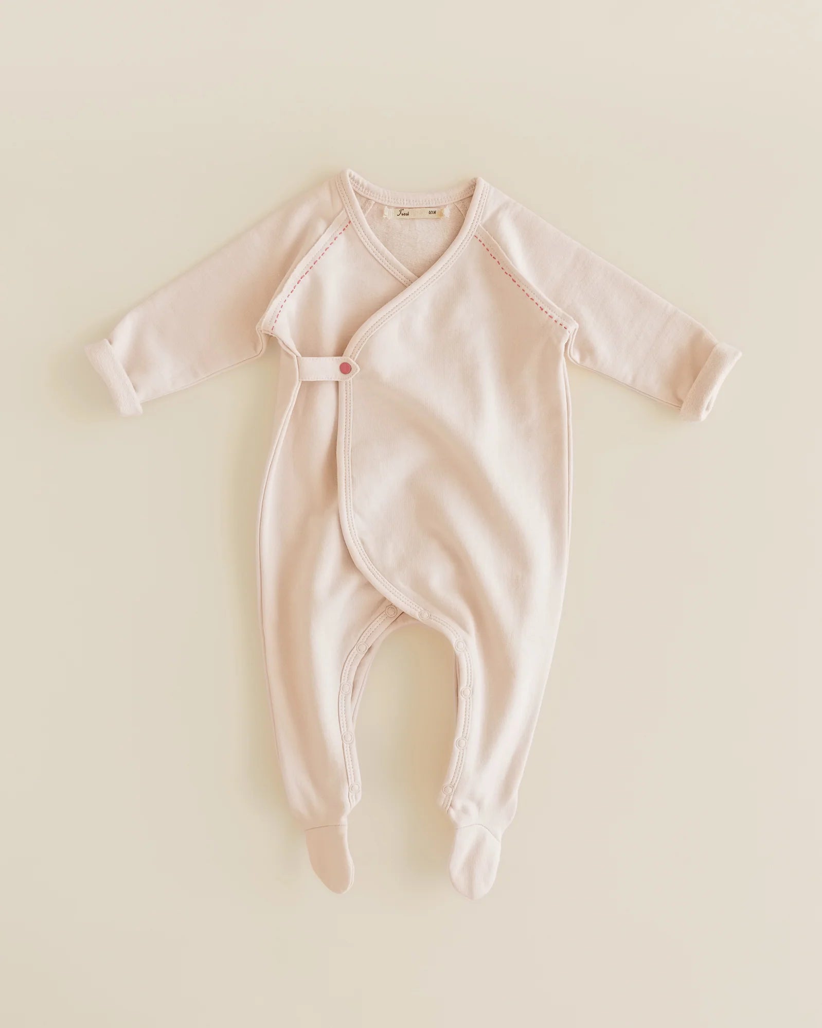 ferne baby Flap Footie - Ballet with Coral Stitching