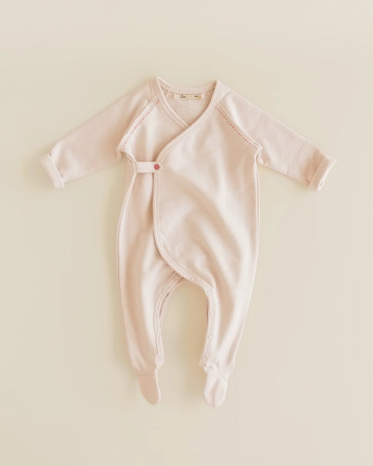 ferne baby Flap Footie - Ballet with Coral Stitching