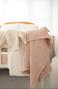 New Grain Cozy Waffle Baby Blanket in Petal