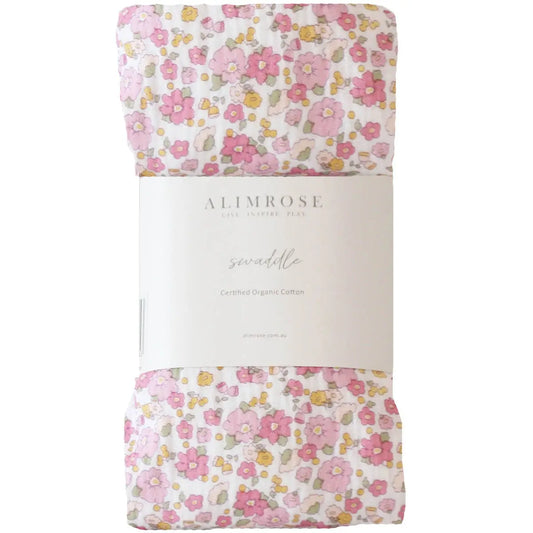 Alimrose Muslin Swaddle in Rose Garden