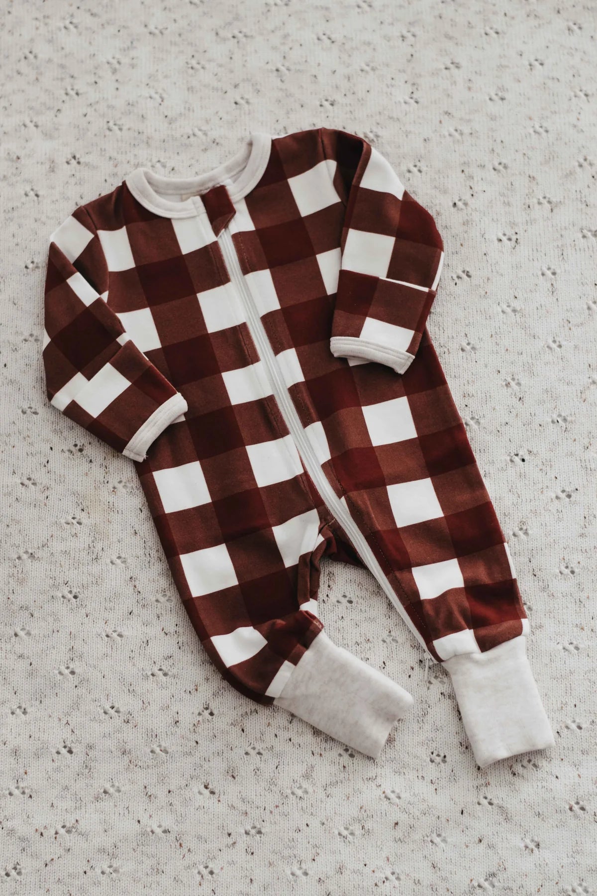 Bencer and Hazelnut Red Gingham Zipsuit