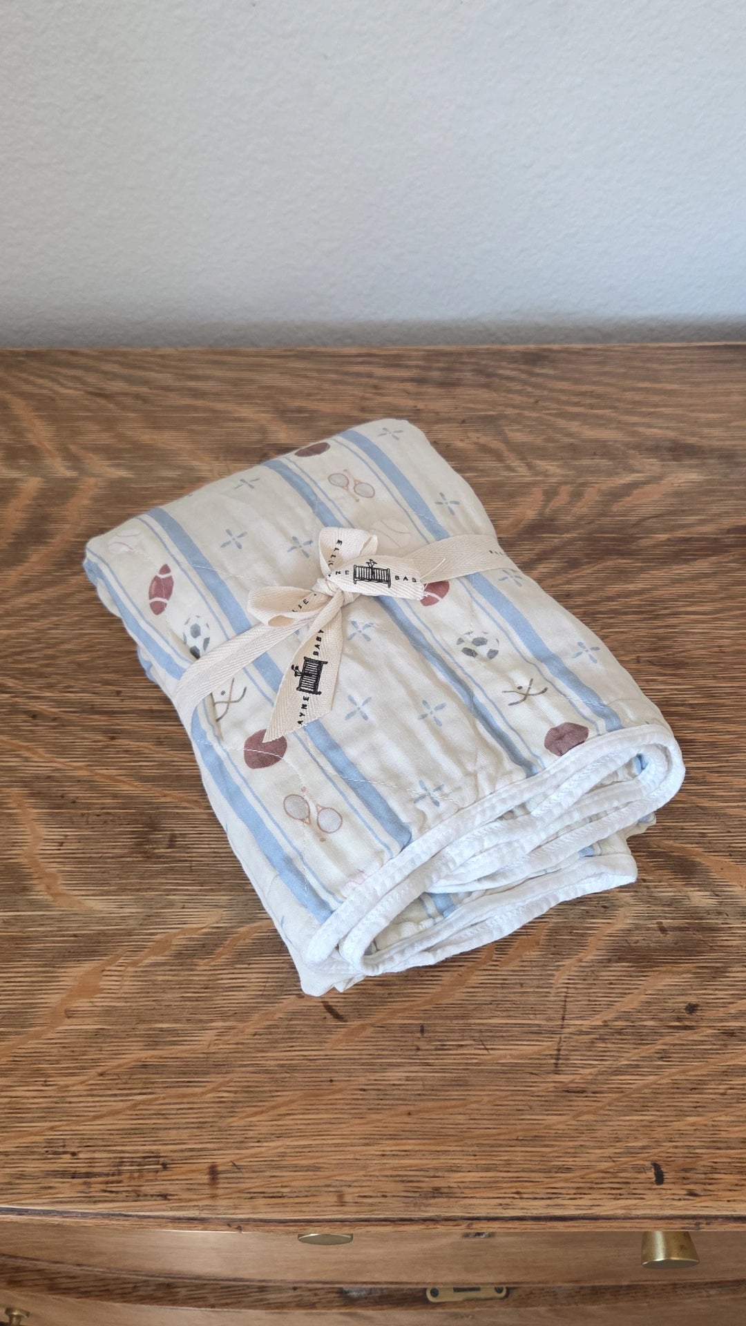 Ellie + Layne Vintage Sports Quilted 6 Layer Gauze Blanket