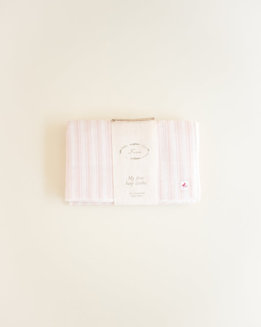 ferne baby Ticking Burp Cloth - Pink (set of two)