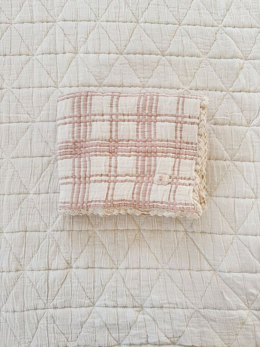 New Grain French Plaid Baby Quilt - Petal