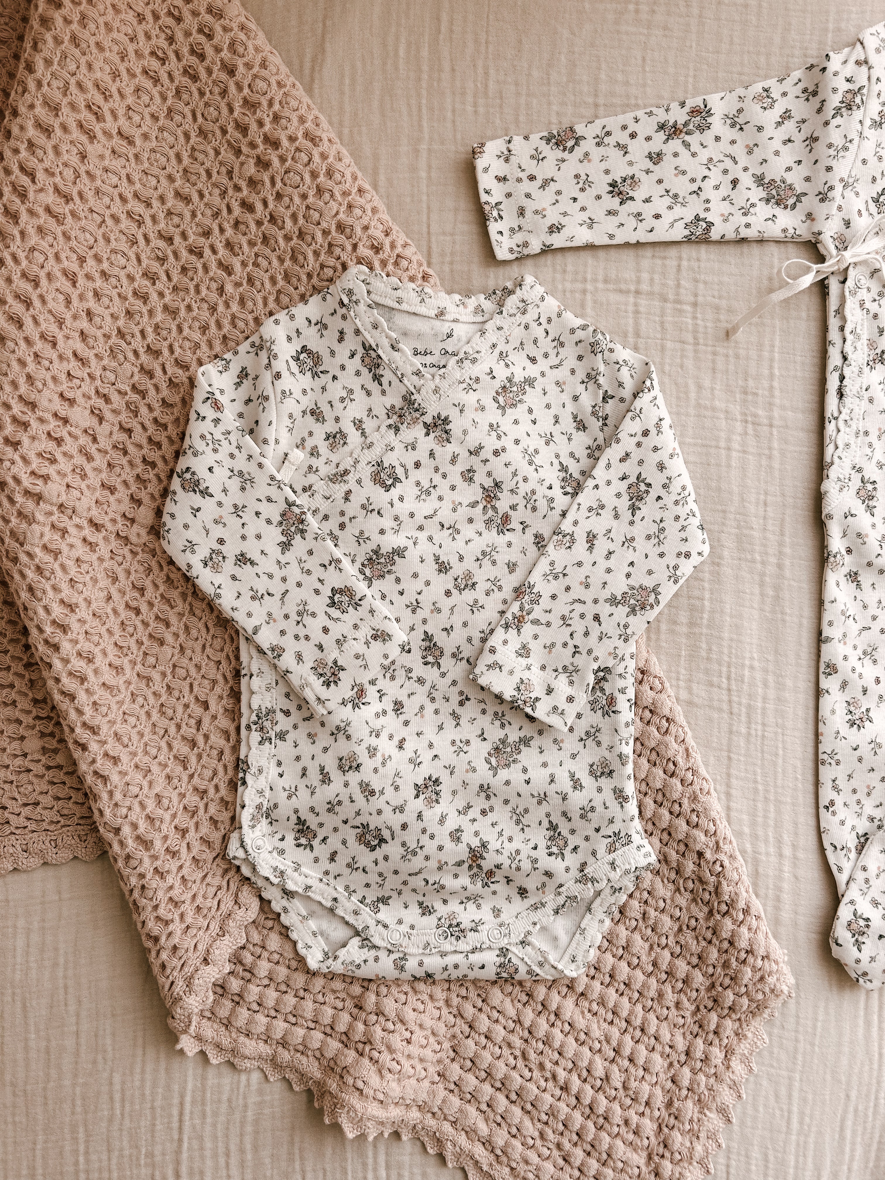 Bebe Organic Blanca Wrap Onesie Fall Prairie