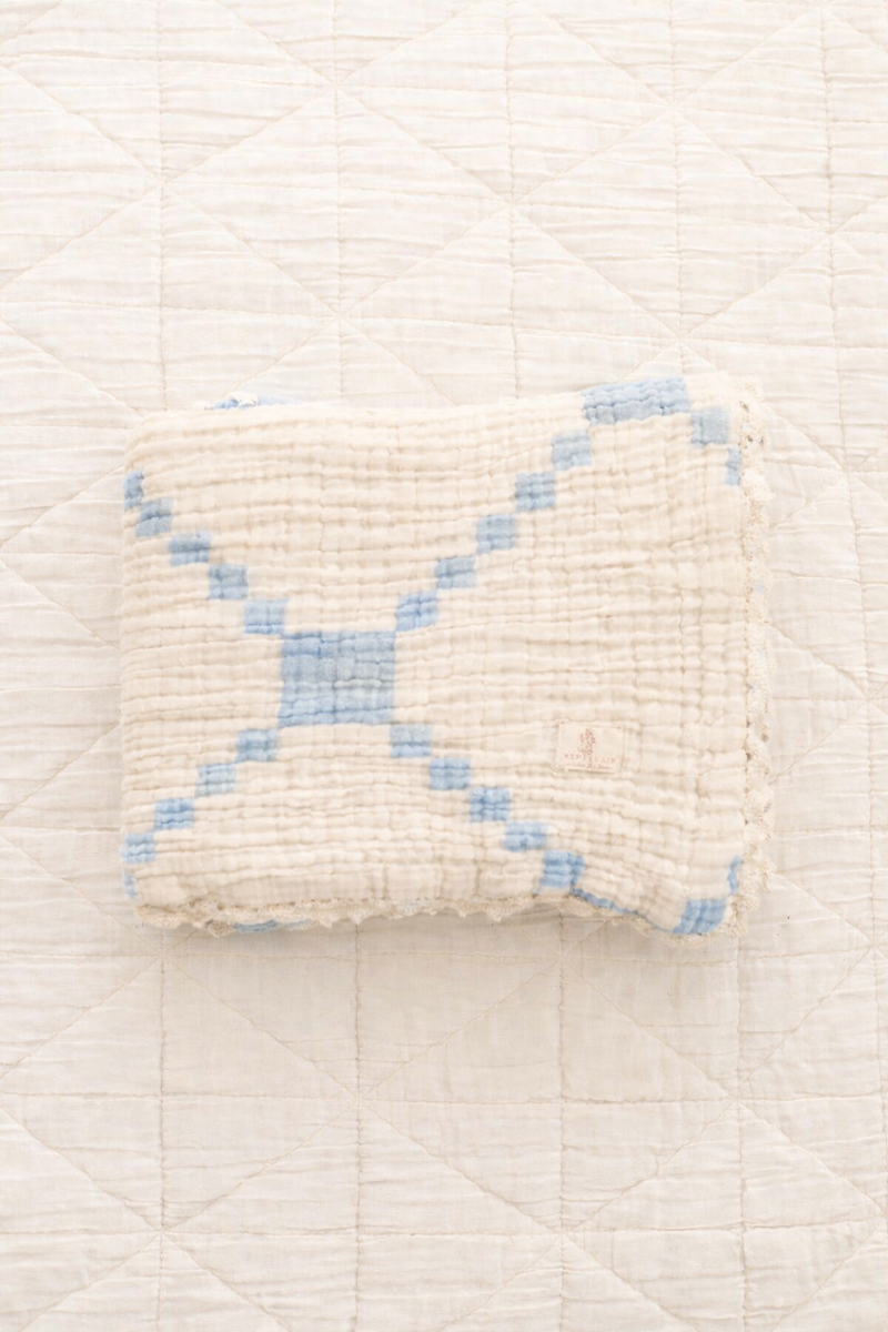 New Grain Layered Guaze Baby Blanket - Powder