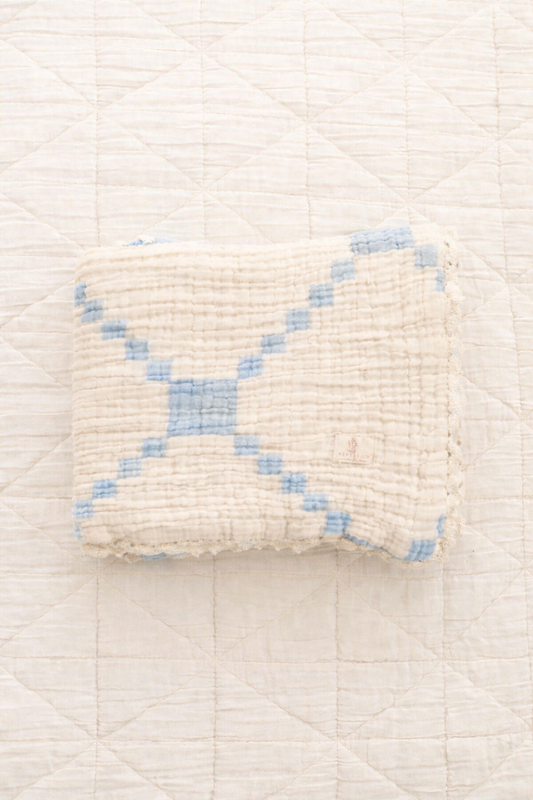 New Grain Layered Guaze Baby Blanket - Powder