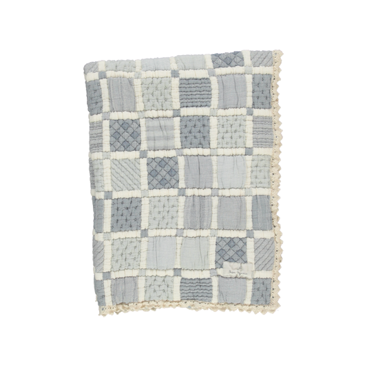 Bebe Organic Mai Blue Patchwork Baby Blanket