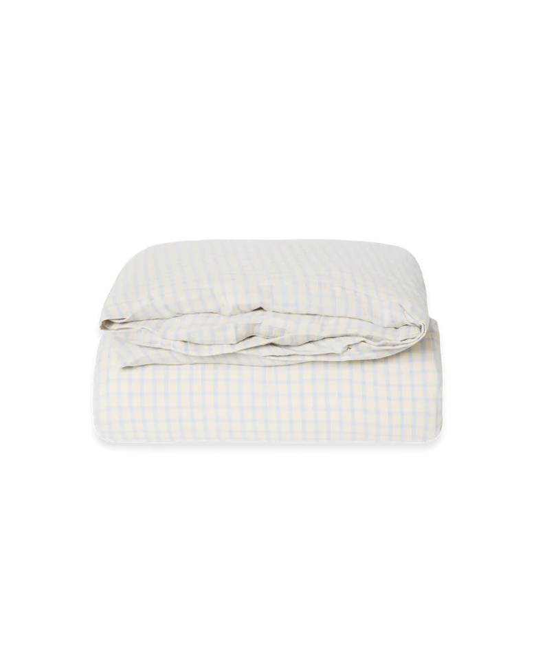 Garbo & Friends Gingham Sky Blue Muslin Single Duvet Cover