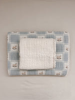 Bebe Organic Blue Rocking Horse / Milk Bedding Set