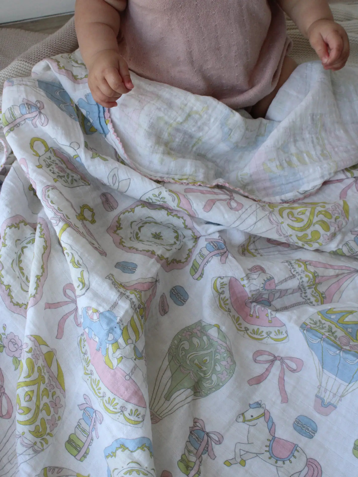 Little Threads Dreamy Carousel Muslin Blanket