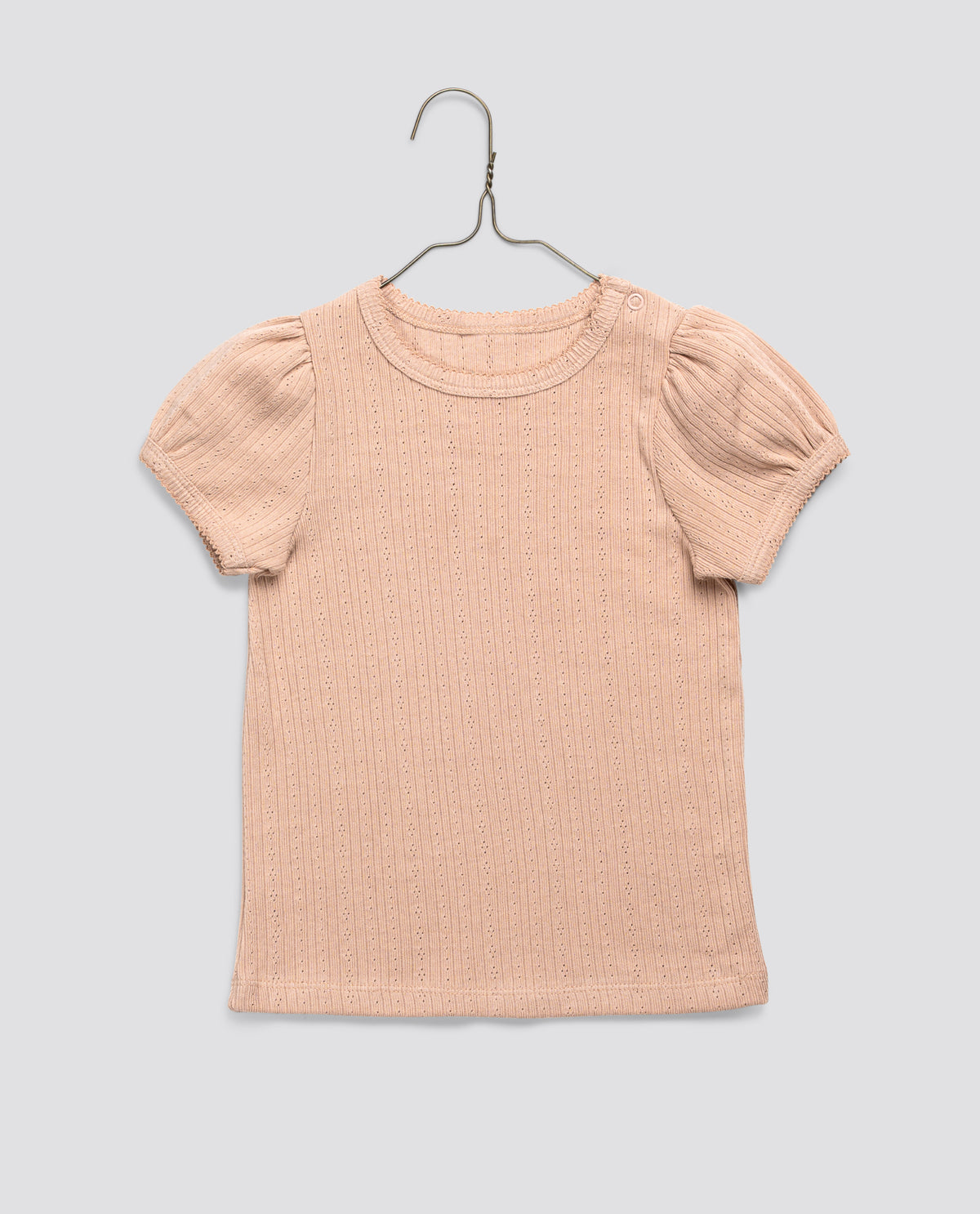 Little Cotton Clothes Pointelle T-shirt in Powder