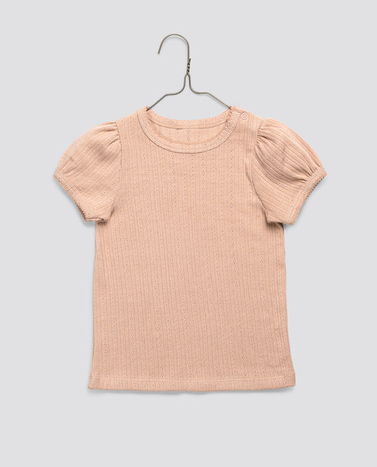 Little Cotton Clothes Pointelle T-shirt in Powder