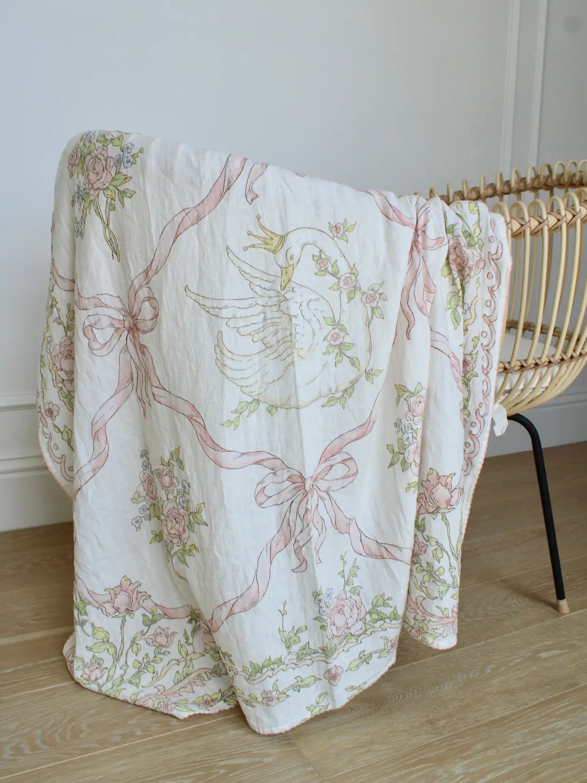 Little Threads Swan Garden Muslin Blanket
