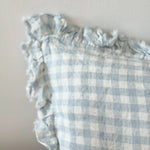 Ellenvale Interiors Stonewashed Linen Ruffle Lumbar - Blue Gingham