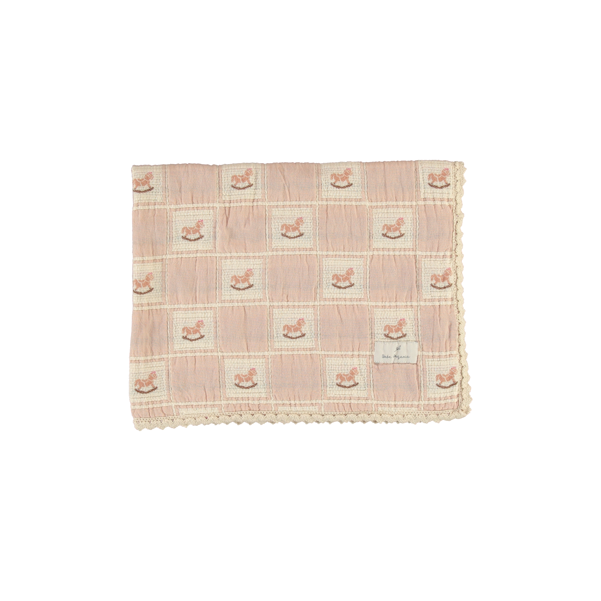 Bebe Organic Mauve Rocking Horse Baby Blanket