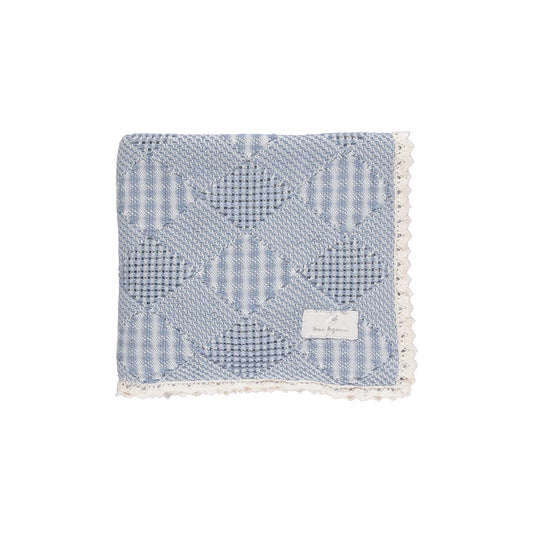 Bebe Organic Blue Plaid Patchwork Baby Blanket