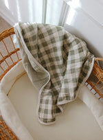 Evergreen Gingham 6 Layer Gauze Blanket
