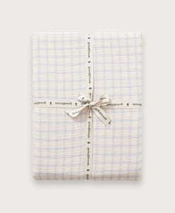 Garbo & Friends Gingham Sky Blue Muslin Fitted Cot Sheet