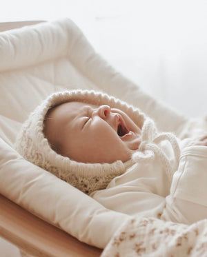 Genevieve Heirloom Knit Bonnet in Cream