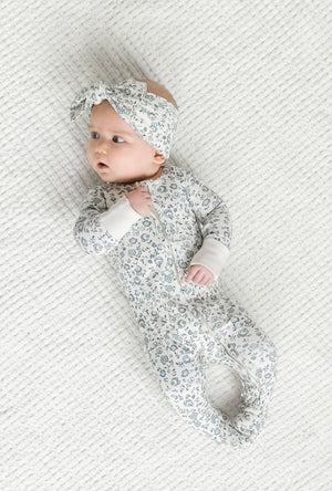 Colored Organics Footed Sleeper in Lena Flora / Mist