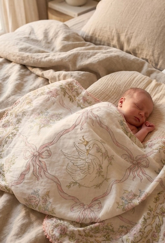 Little Threads Swan Garden Muslin Blanket