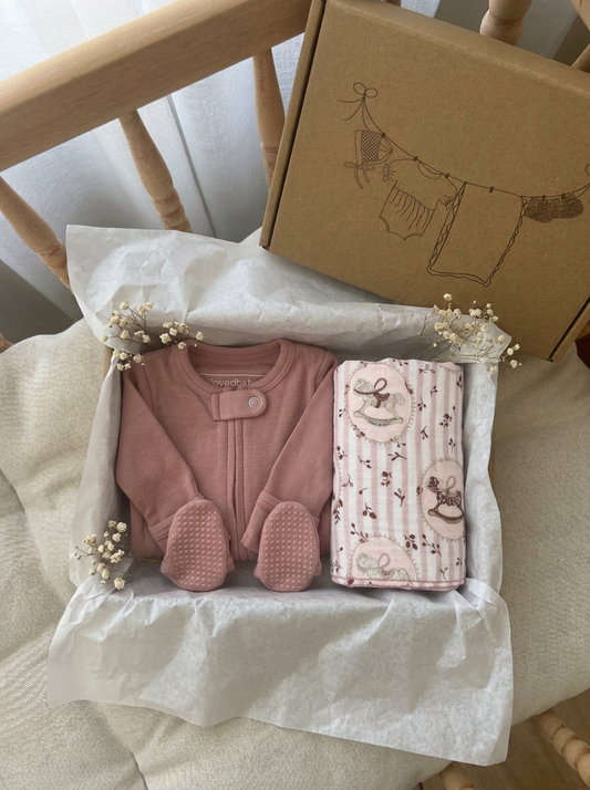 Baby Gift Hamper - The Little Rocking Horse Mauve Baby Hamper