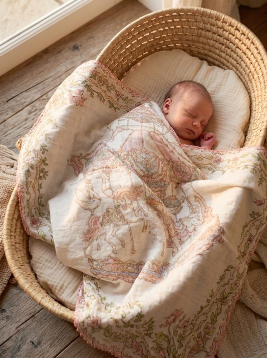 Little Threads Enchanted Carousel Muslin Blanket
