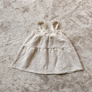 Embroidered Muslin Dress in Oat