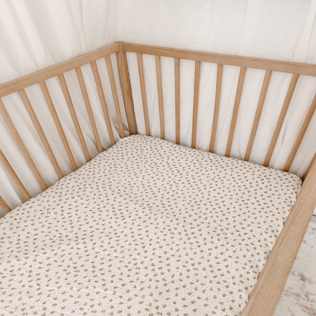 Fitted Cot Sheet in Rosie Floral