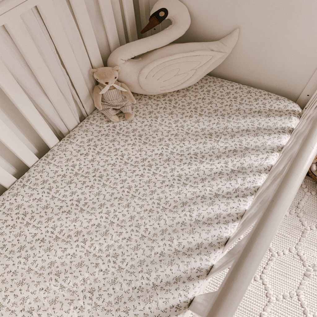 Blue Daisy Wares Fitted Cot Sheet in Darling Buds Floral