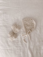 Genevieve Heirloom Knit Bonnet in Cream