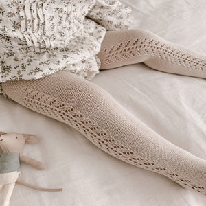 Condor Tights with side open lacework in Linen